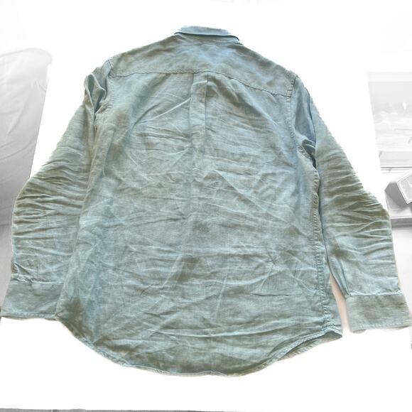 Joseph Abboud Men's Large 100 Linen Longsleeve Button Up Shirt Light Blue - Picture 4 of 11